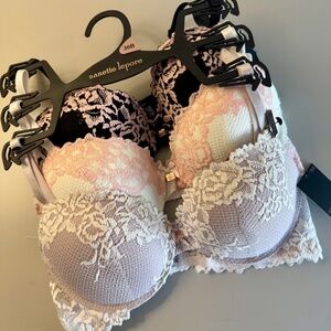 Nanette Lepore Floral Lace Bra Collection - Black, Pink, White x3 Bra’s NWT 36B